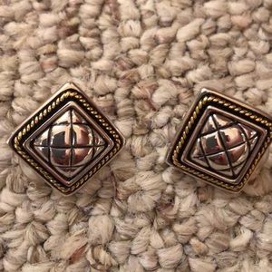 Two tone gold/ silver clip on earrings